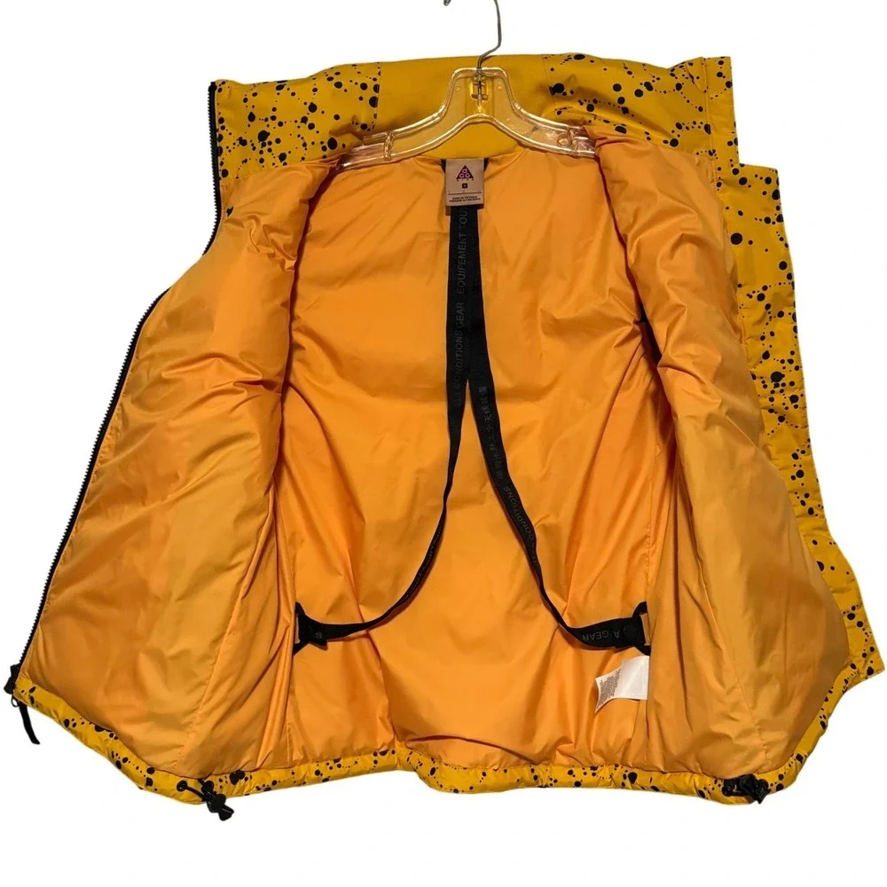 Nike NikeLab ACG Insulating Down Vest, Yellow Black Paint Splatter, Size Small